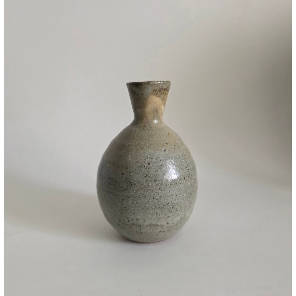 Vintage Japanese Studio Pottery Bud Vase Speckled Stoneware Gray